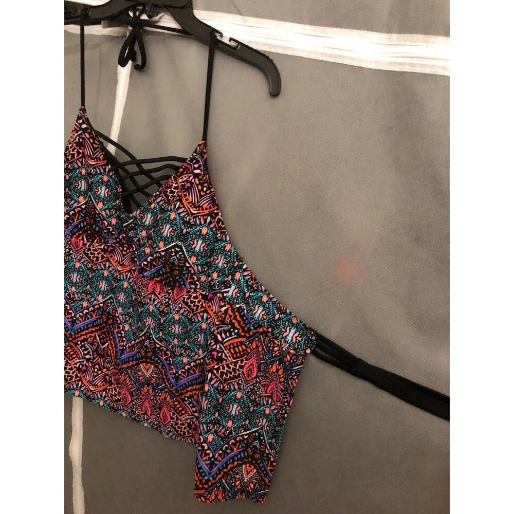 Arizona Brand Halter‎ Swim Top XL Juniors Multi-color Geometric Beach Summer Fun
